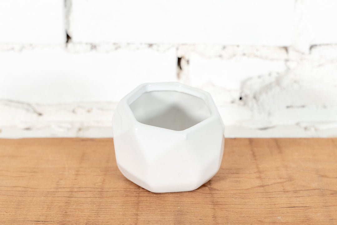 White Ceramic Geometric Pot