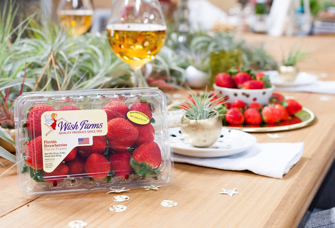 Table Set with Wish Farm Strawberries and Tillandsia Air Plants